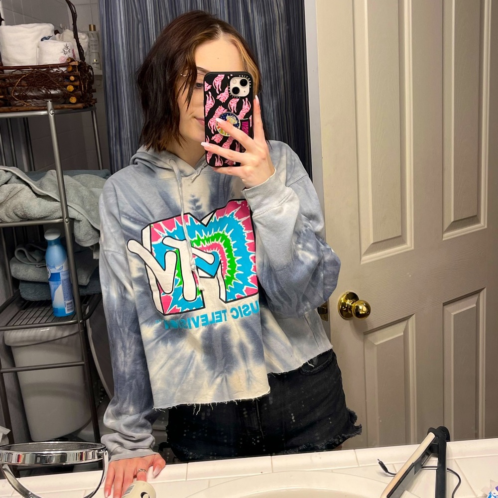 MTV tie dye cut hoodie
